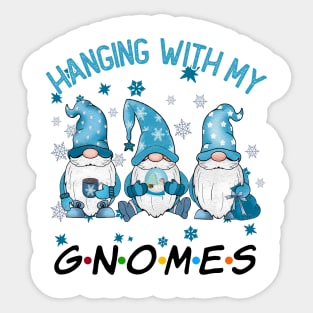 Funny Christmas Gnome Hanging With My Gnomies Family Pajamas Sticker